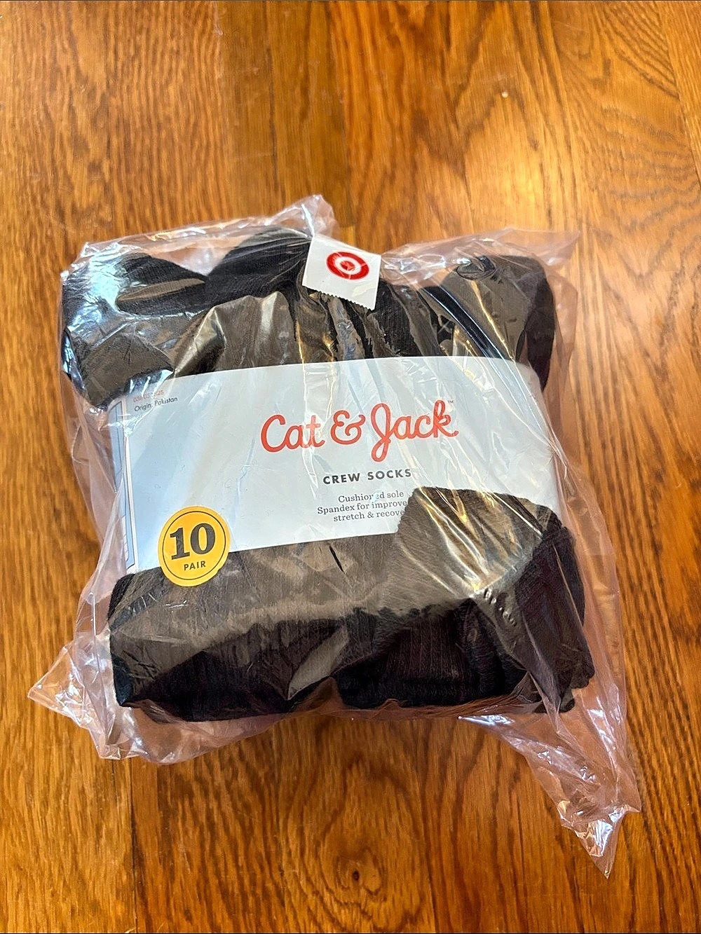 Cat & Jack Boys' 10pk Crew Athletic Socks Black 10-Pair